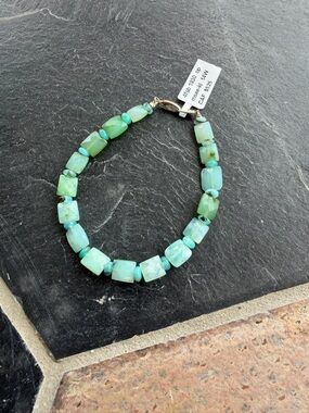 Peruvian Square Faceted Opal Beaded Bracelet 7” long